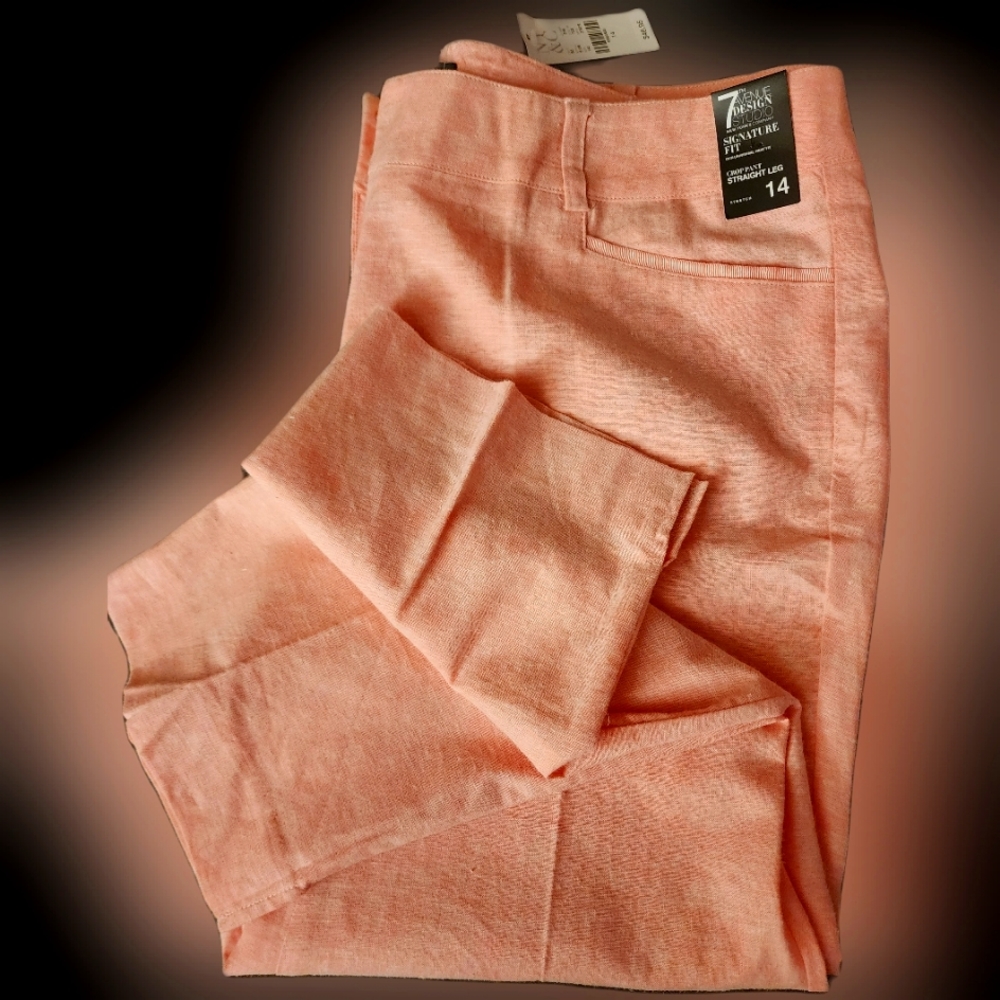NY&Co. 7th Ave Crop linen pant straight leg pants w/slit on the side @ the ankle